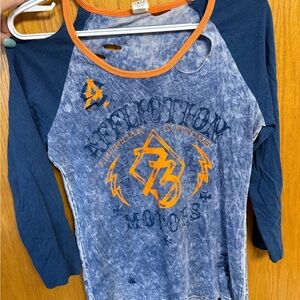 Affliction Long Sleeve Shirt in Blue and Orange